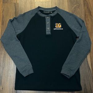 Cincinnati Bengals Mens Sz Large Dunbrooke Black Gray Long Sleeve Waffle Thermal